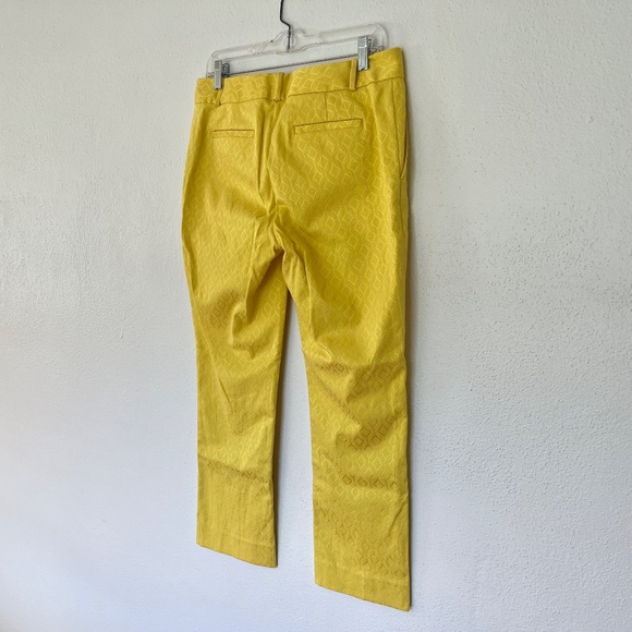 Banana Republic Yellow Brocade Cropped Ankle Pants Geometric Print Tailored - Picture 6 of 12